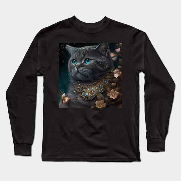 Charmed British Shorthair Kitten Long Sleeve T-Shirt by Enchanted Reverie